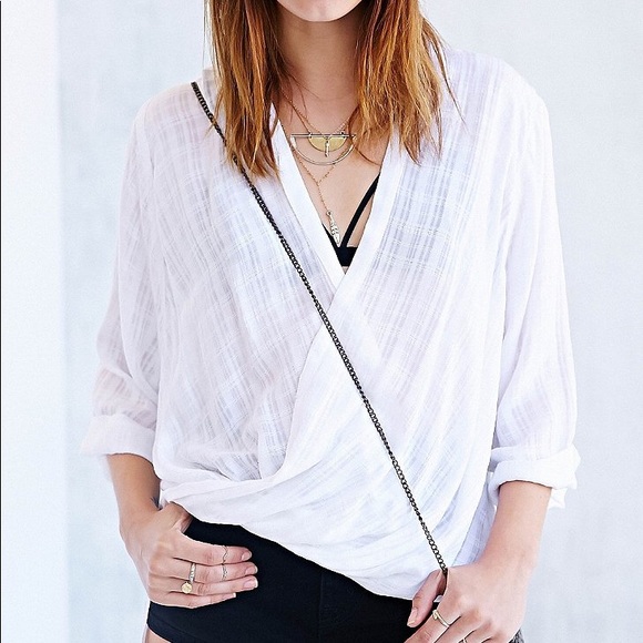 Urban Outfitters Tops - Windowpane Surplice Tunic Top